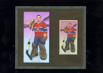 Picture, Helmar Brewing, Hockey Icers Card # 28, Jacques PLANTE, Purple sky, Montreal Canadiens